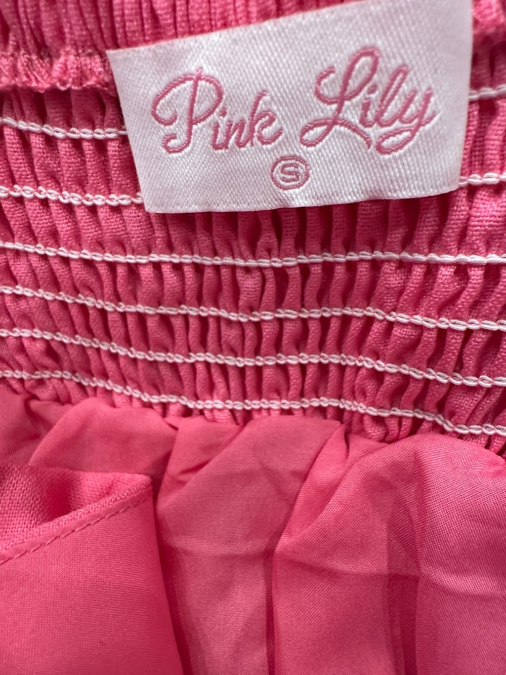 Pink Lily small Bright Hot Pink Tiered Sundress with shorts. Like new - Picture 4 of 4